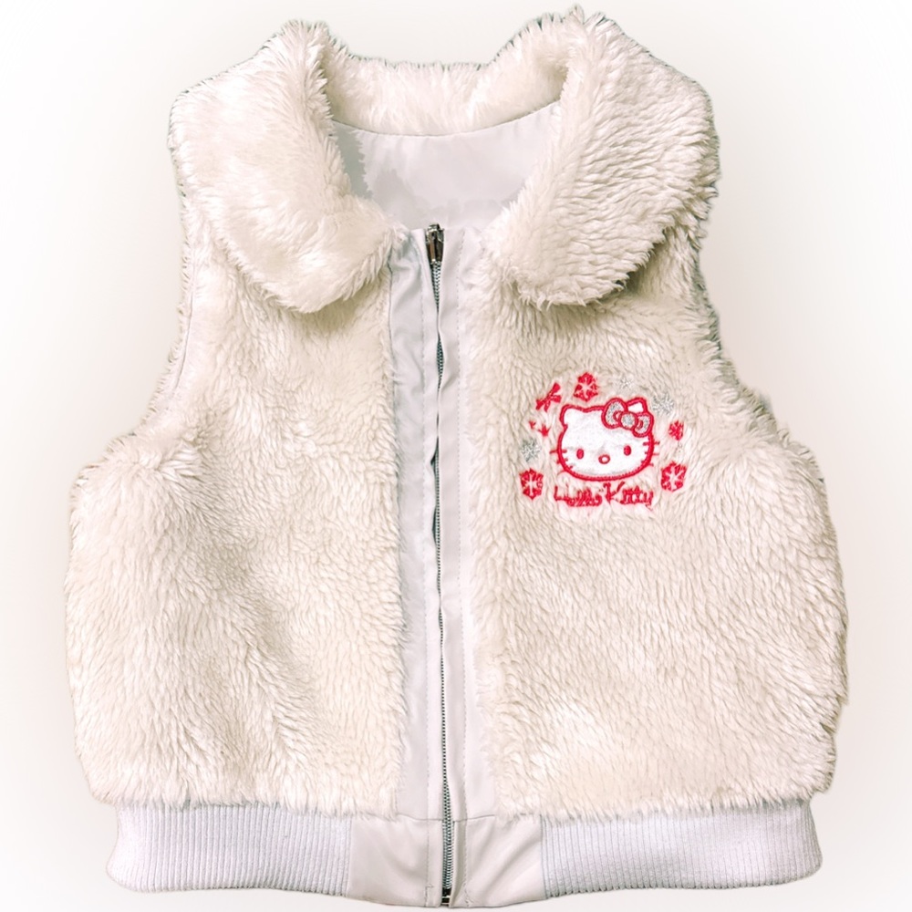 🌺Hello Kitty Girl’s Reversible Vest - Faux fur and leather🌸🌺